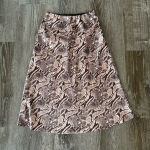 Express Snake Print A-Line Skirt in Black and Cream